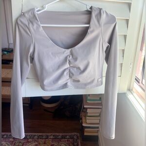 Vuori athleisure long sleeve work out top with sports bra attached